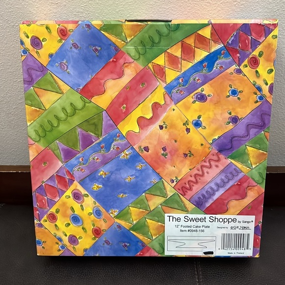 NWT Footed 12” Cake Plate in Ceramic Features The Sweet Shoppe Design by Sango - Picture 7 of 10